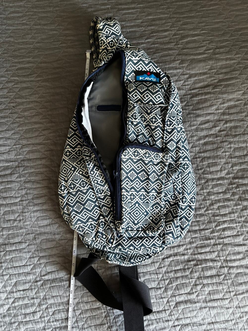 Limited Edition KAVU Rope Sling Bag - Navy and White pattern